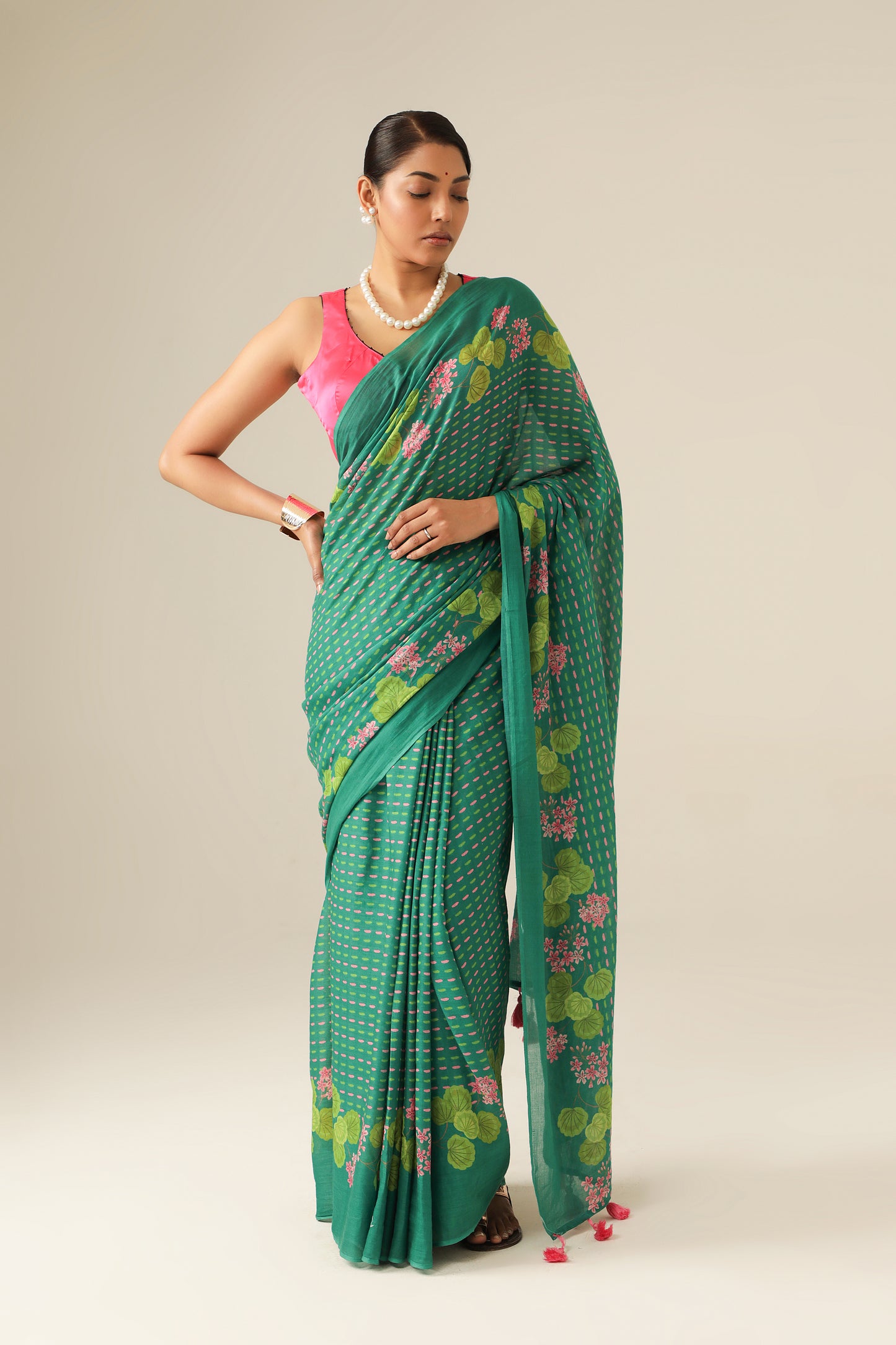 EMERALD FLORAL BORDER SAREE