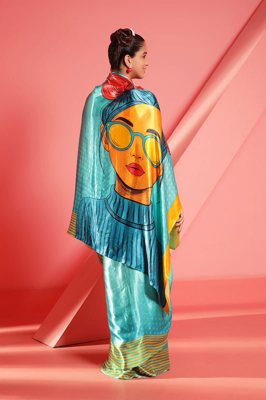AQUA QUIRKY SAREE
