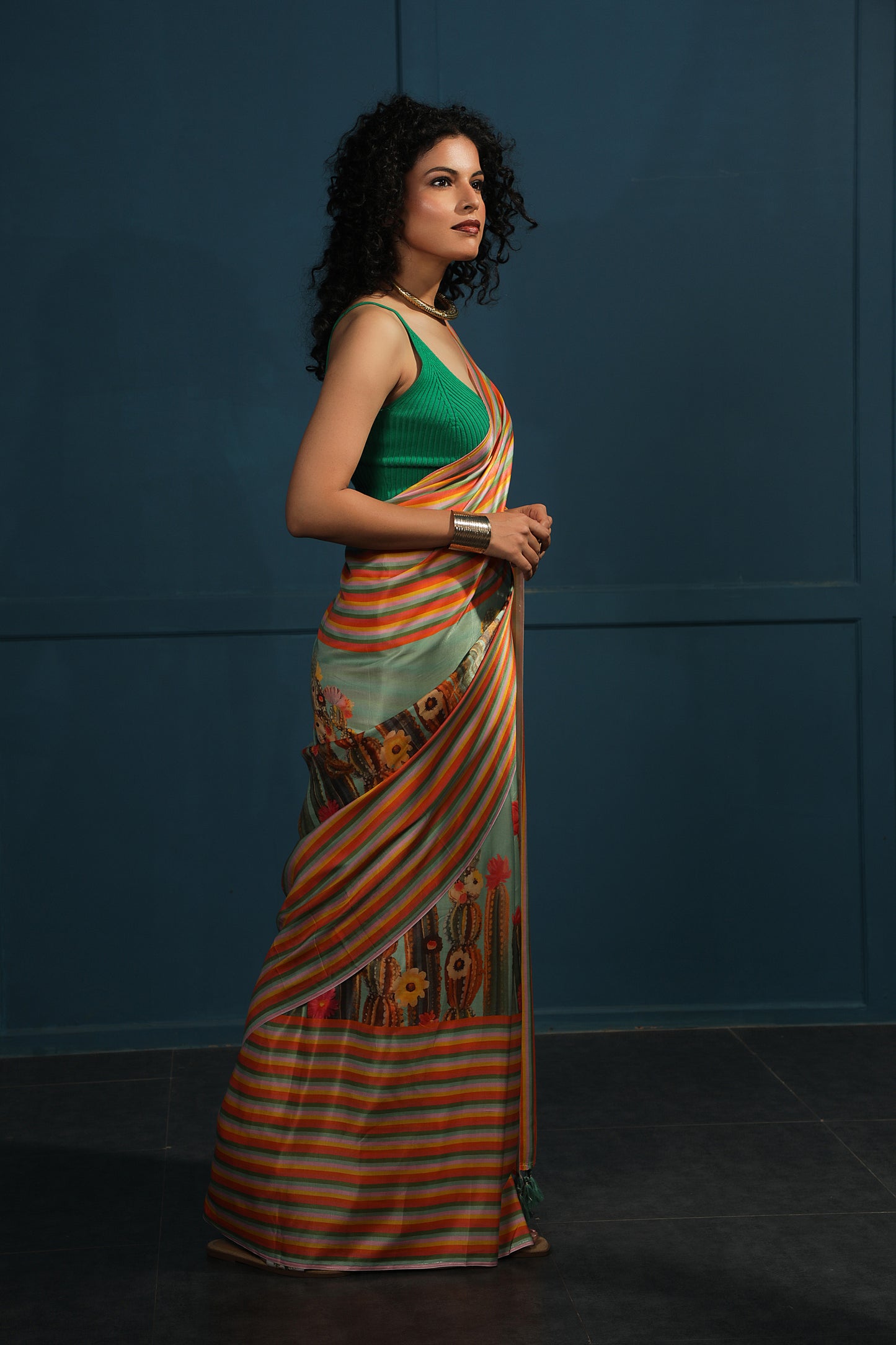 SAGE CACTI BLOOM SAREE