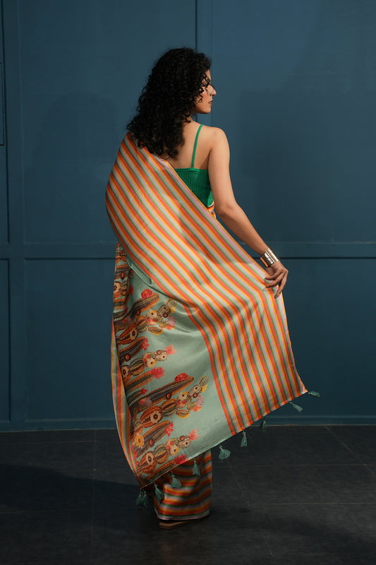 SAGE CACTI BLOOM SAREE