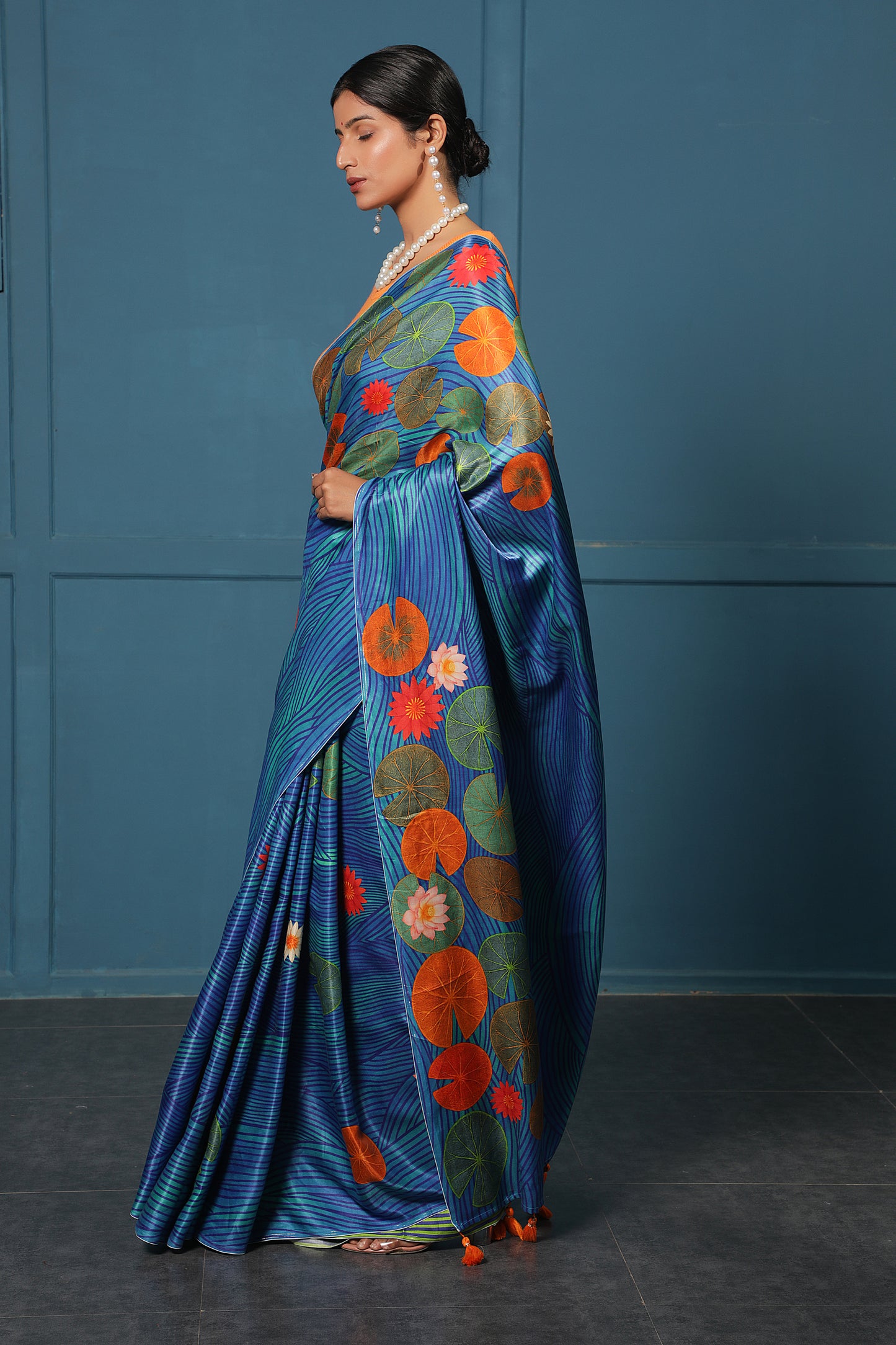 BLUE LOTUS POND SAREE