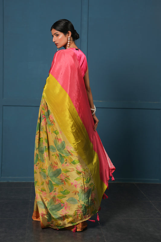 CONTRAST PASTEL VINE SAREE