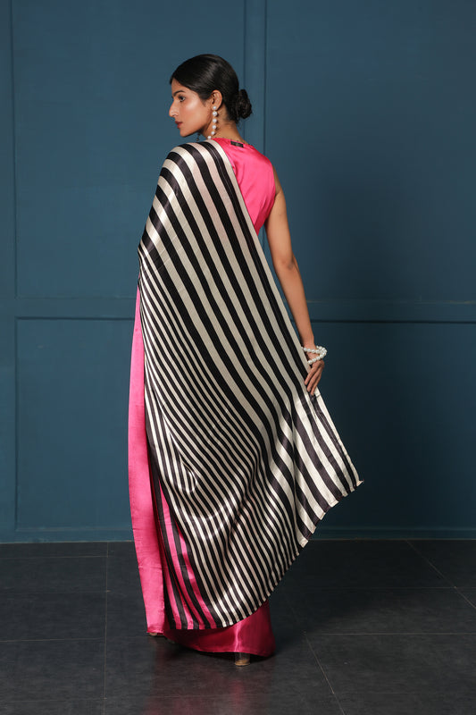 NEON STRIPE MONOCHROME SAREE