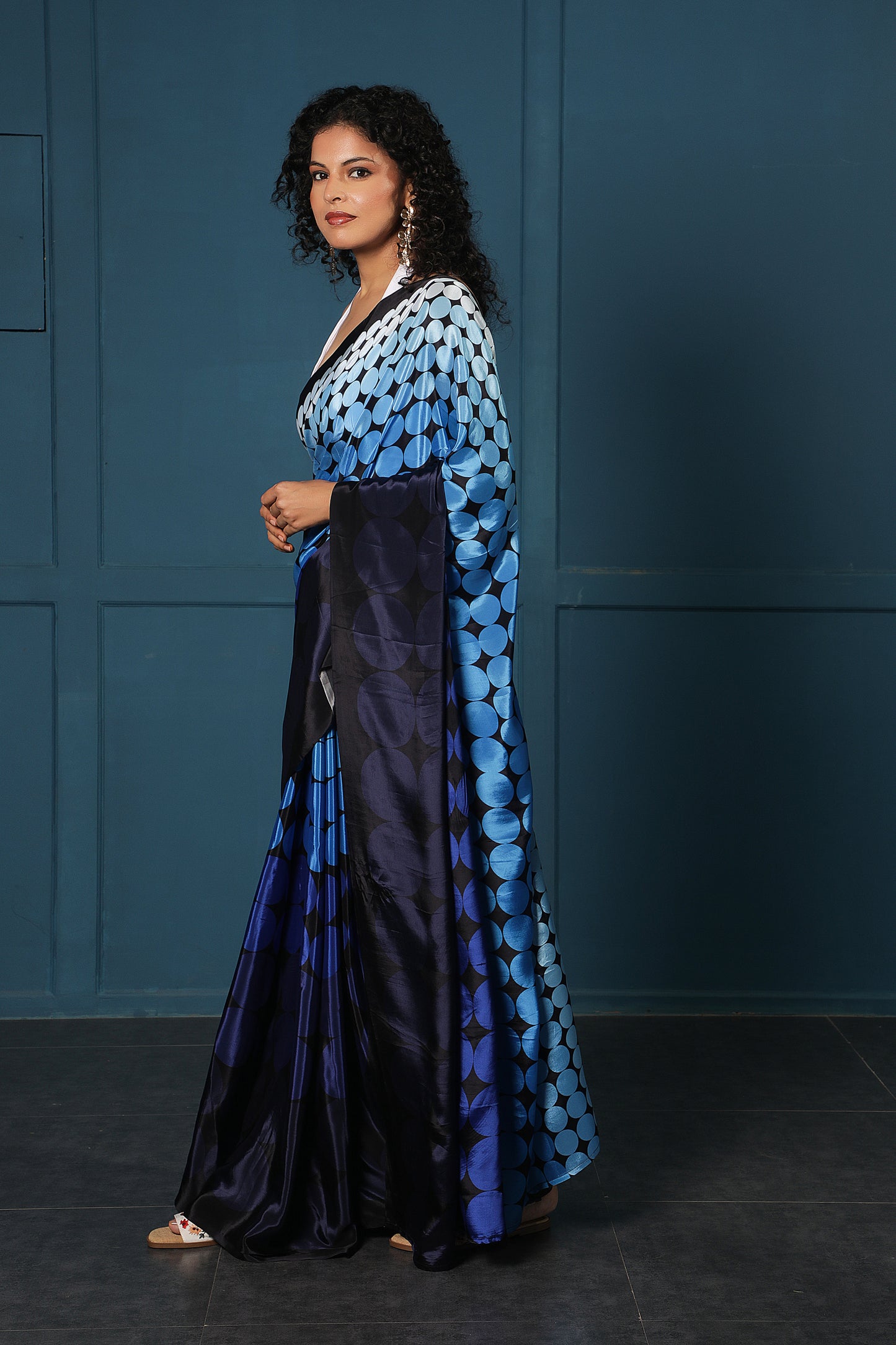 MIDNIGHT POLKA OMBRE SAREE