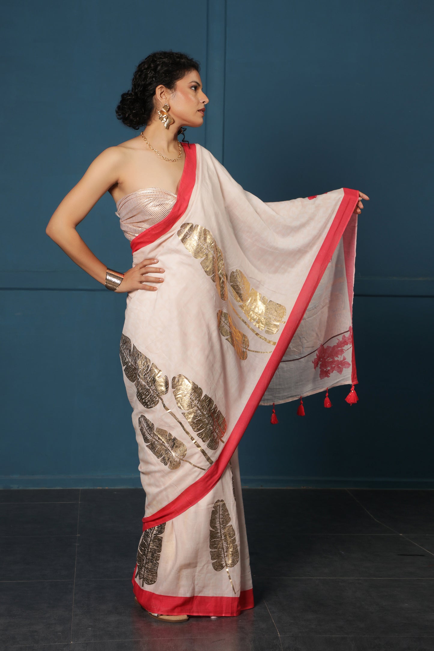 BLUSH BANANA LEAF FOIL SAREE