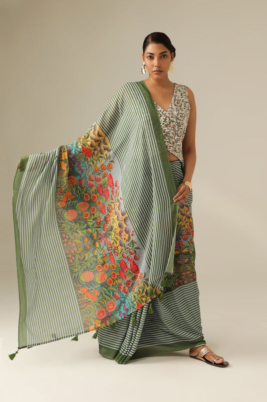 BLOOMING SAGE FOREST SAREE