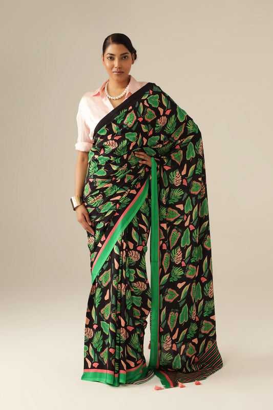MIDNIGHT LEAF SAREE