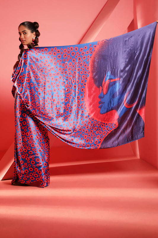 MIDNIGHT AFRO SAREE