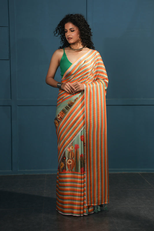 SAGE CACTI BLOOM SAREE