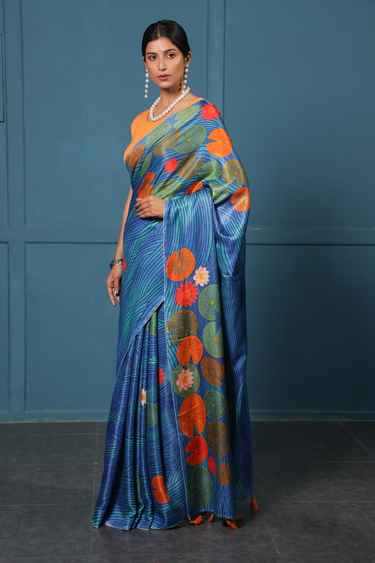 BLUE LOTUS POND SAREE