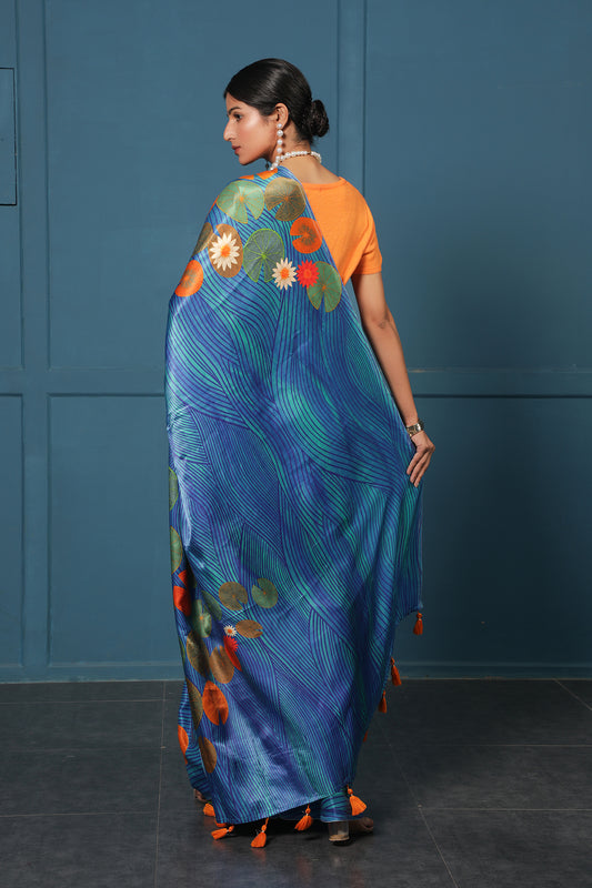 BLUE LOTUS POND SAREE