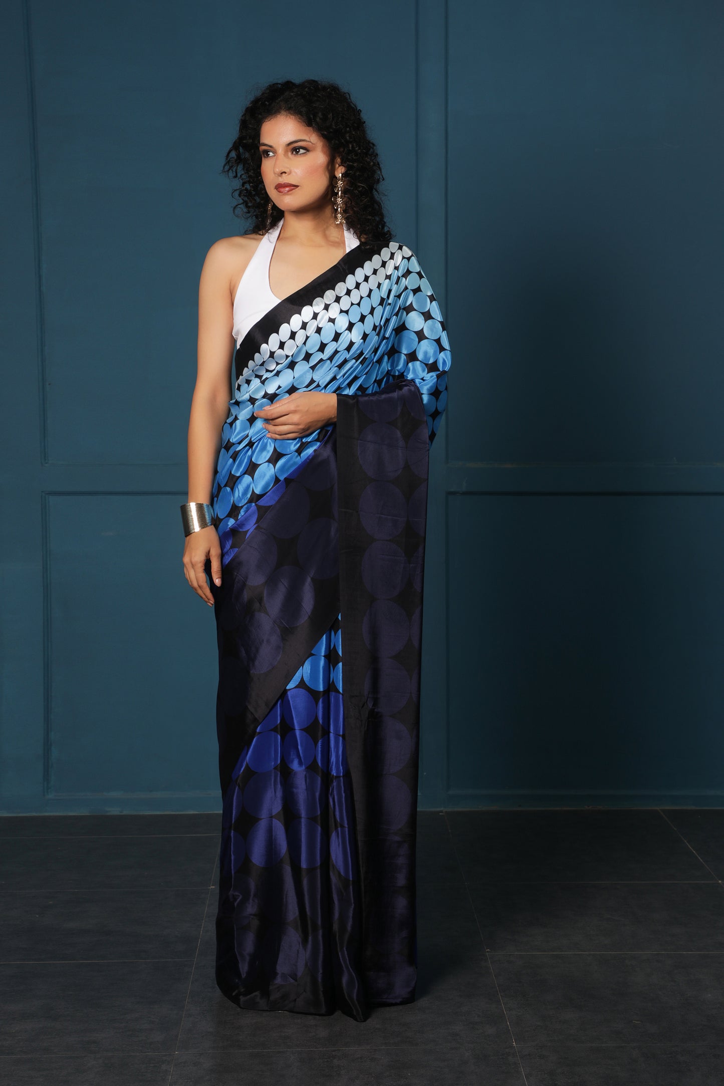 MIDNIGHT POLKA OMBRE SAREE
