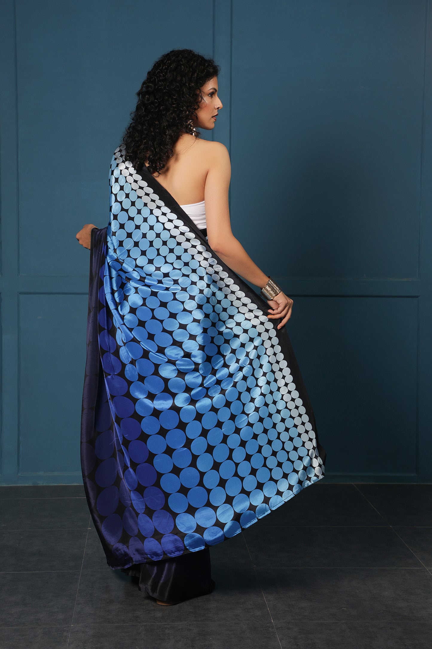 MIDNIGHT POLKA OMBRE SAREE