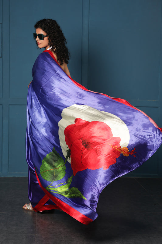MIDNIGHT HIBISCUS SAREE