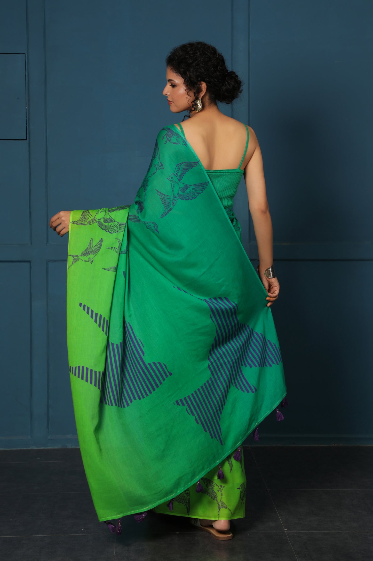 GREEN OMBRE BIRD SAREE
