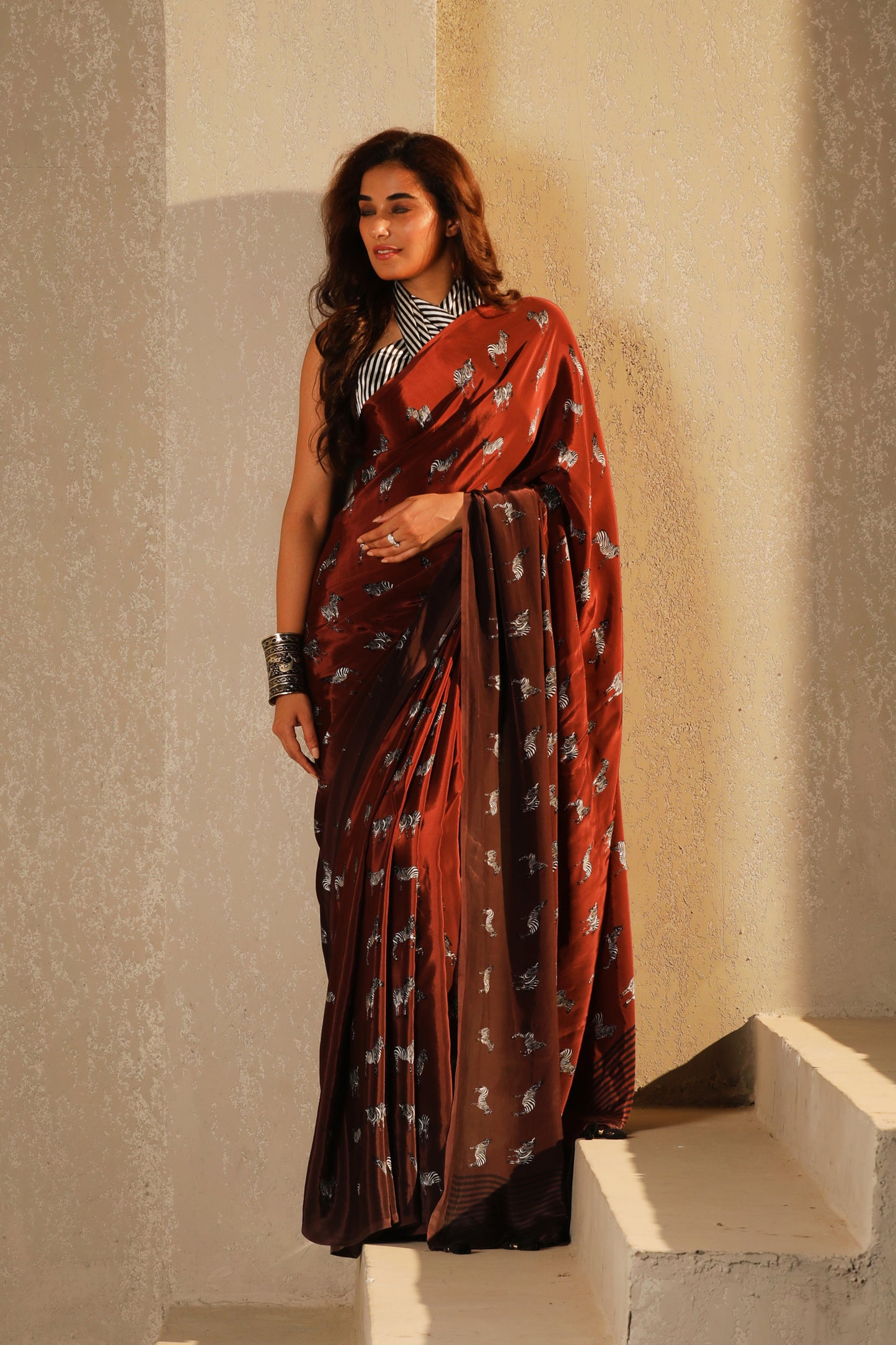 ESPRESSO ZEBRA MOTIF SAREE