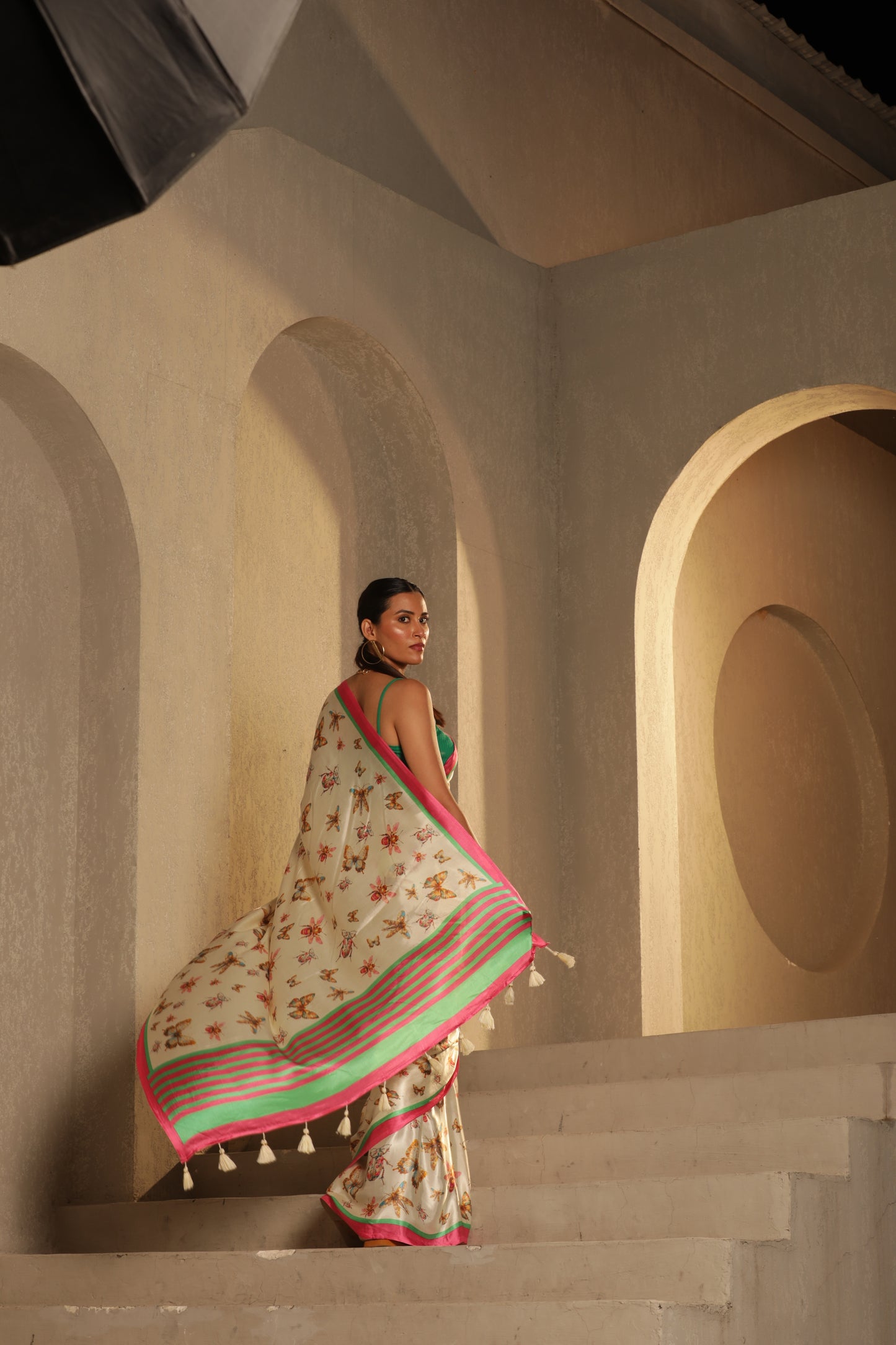 IVORY BUTTERFLY GARDEN SAREE
