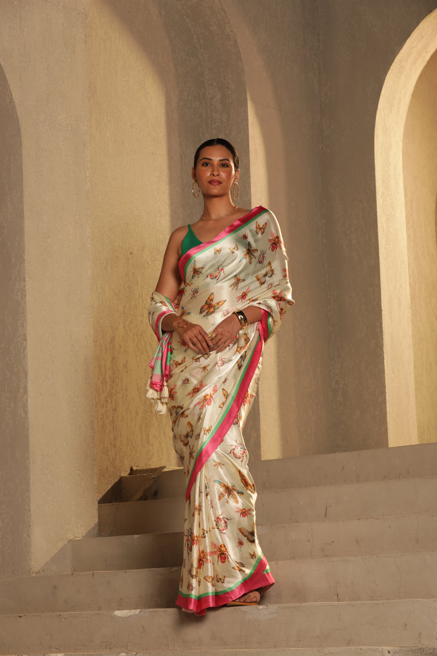 IVORY BUTTERFLY GARDEN SAREE